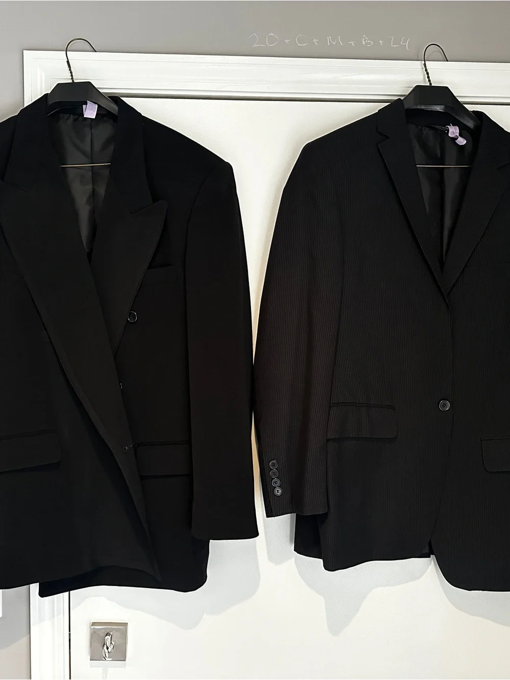 2 Men’s Black Suit Jackets 40L & 38R Repair Lot Midtown Man Marc Tulio Stretch